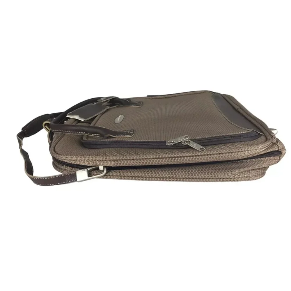 Samsonite Womens Beige Inner Pockets Zip Around Detachable Strap Laptop Bag‎